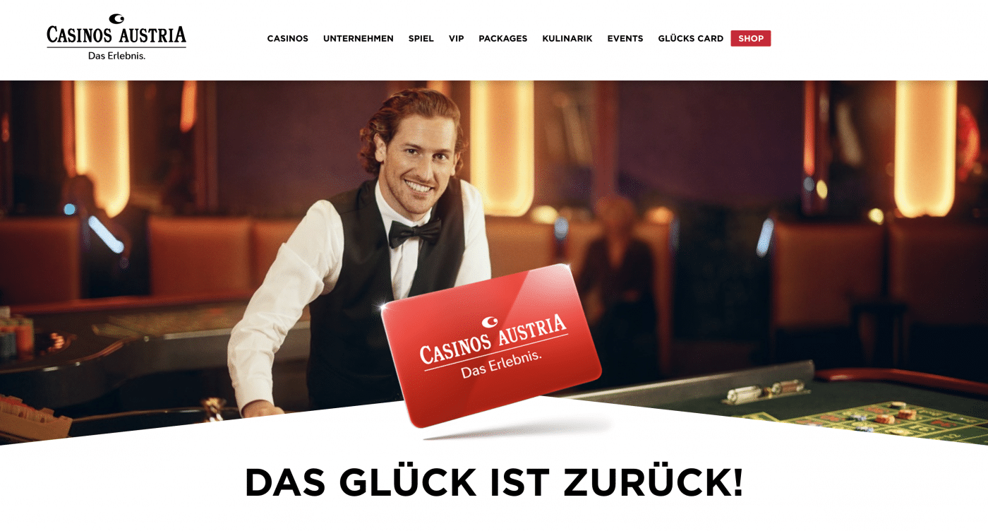 Die Casinos Austria bewerben die Wiedereröffnung als Glück