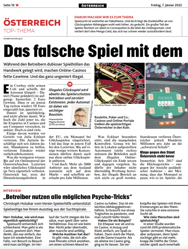 Kronen Zeitung - Online Glücksspiel
