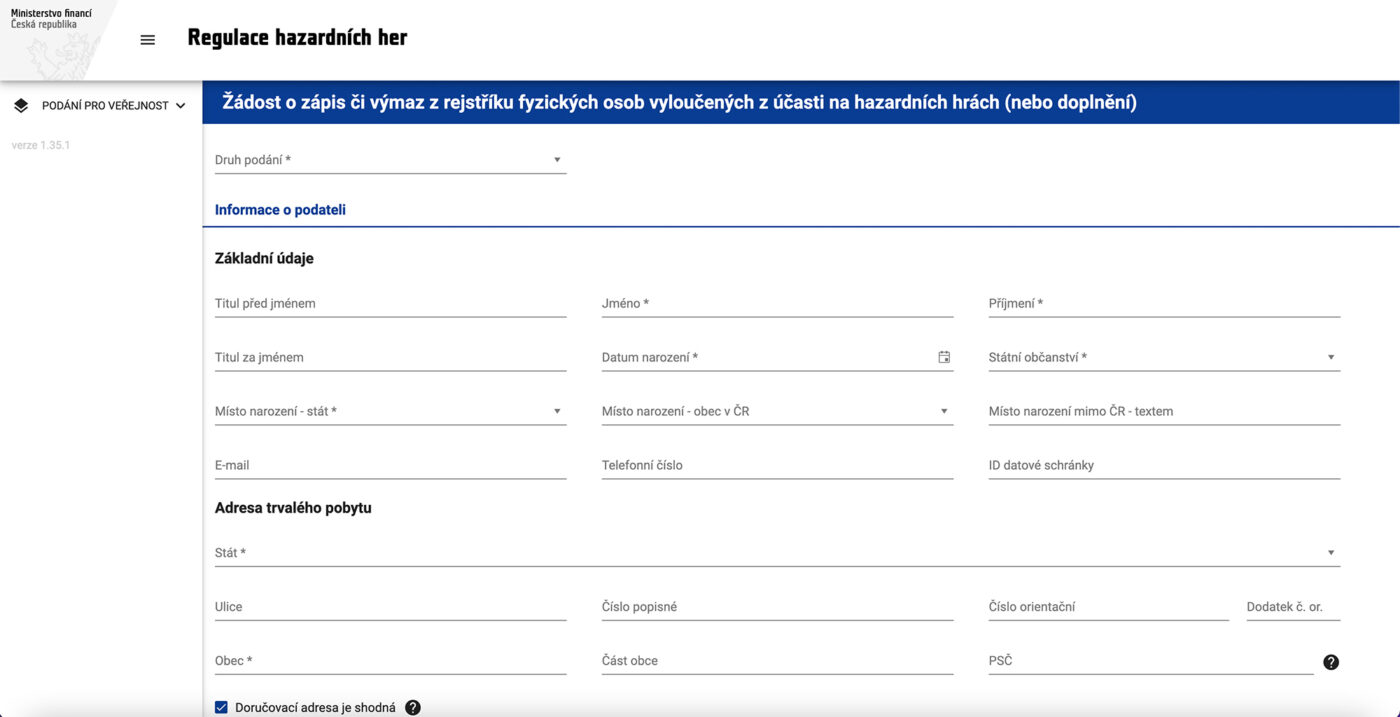 Sperrdatenbank Tschechien