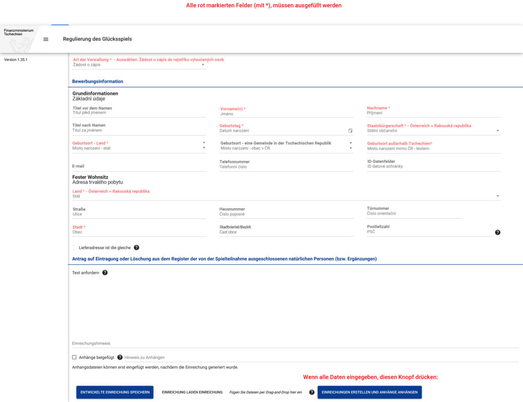 Sperrdatenbank deutsche Übersetzung